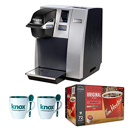 Keurig K150 Commercial K-Cup Coffee Maker, Silver includes 72 Tim Hortons K-Cups and 2 Mugs Bundle