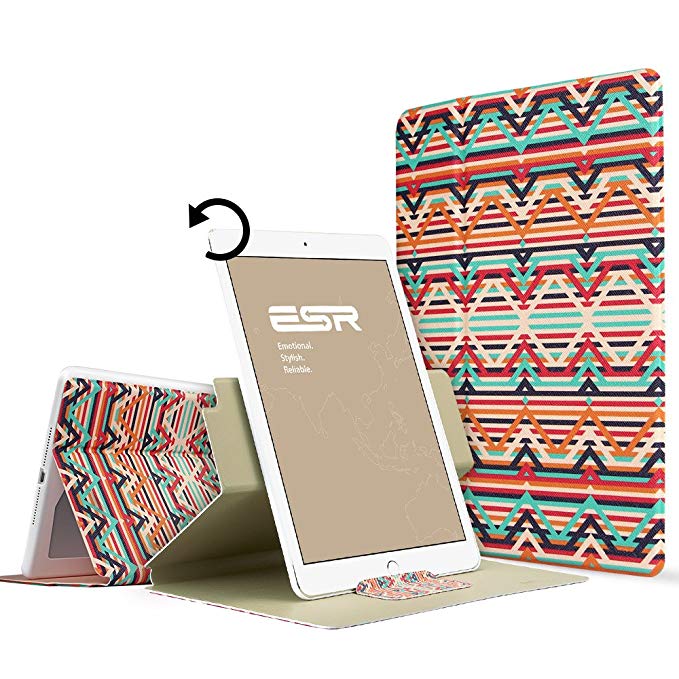 iPad Air 2 Case, ESR iPad Air 2 Smart Case Cover Synthetic Leather Pattern 360 Degree Rotating Stand with Auto Sleep / Wake Function for iPad Air 2 / iPad 6th Generation (Aztec Tribal)