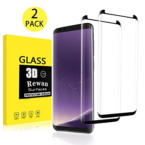 Galaxy S8 Screen Protector, 2-Pack Tempered Glass [Case Friendly] 3D Curved Edge Ultra Clear 9H Hardness [No Bubbles] [Scratch] [Anti Fingerprint]