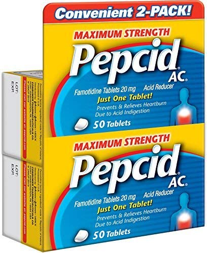 Pepcid AC Acid Reducer Maximum Strength Tablets, 2 Pack of 50 Count (100 Count Total)