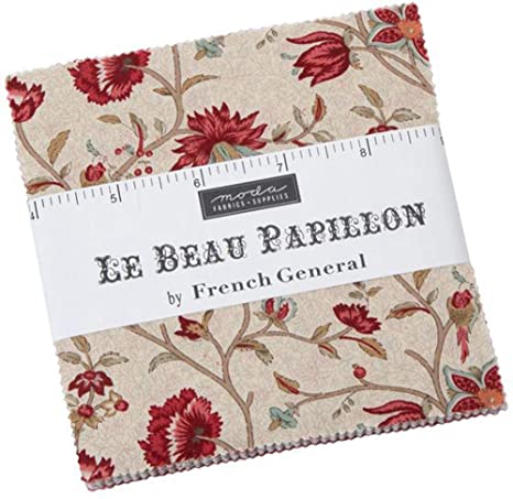 Le Beau Papillon Charm Pack by French General; 42-5" Precut Fabric Quilt Squares
