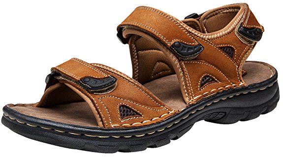 JOUSEN Men's Leather Sandals Outdoor Walking Sandals