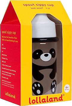 Lollaland Panda Bear, 9 ounce, 6 months Plus, Spill and Leak Proof, Bite Proof, Easy Grip, Hard Spout, BPA Free, Dishwasher Safe, Sippy Cup