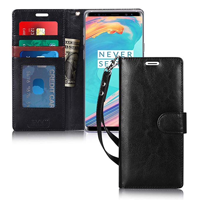 FYY Case for Samsung Galaxy Note 9, Handmade Flip Folio Note 9 Case Wallet [Kickstand Feature] with ID and Credit Card Protector for Samsung Galaxy Note 9 (2018) Black