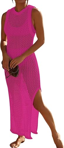 Bsubseach Crochet Cover Ups for Swimwear Women Hollow Out Swimsuit Coverup Backless Bikini Beach Dress