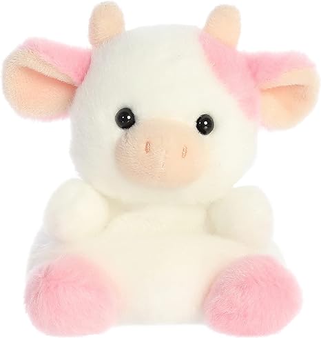 Aurora® Adorable Palm Pals™ Belle Strawberry Cow™ Stuffed Animal - Pocket-Sized Fun - On-The-Go Play - Pink 5 Inches