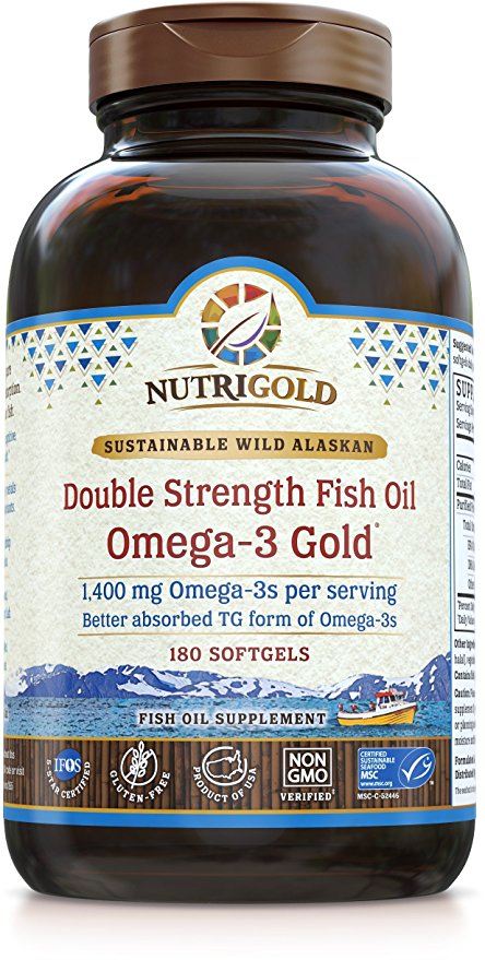 Nutrigold Triglyceride Omega 3 Gold Fish Oil Capsules - 180 Softgels - The Gold Standard