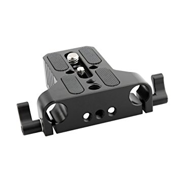 NICEYRIG Multipurpose Camera Base Plate with Rod Rail Clamp for DSLR Rig 15mm Rod Rail Support System