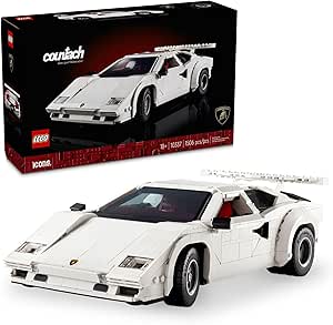 LEGO Icons Lamborghini Countach 5000 Quattrovalvole Model Car Gift for Adults, Collectible Vehicle Building Set, Scissor Doors, Trunk, Rear Hood and Detailed V12 Engine 10337