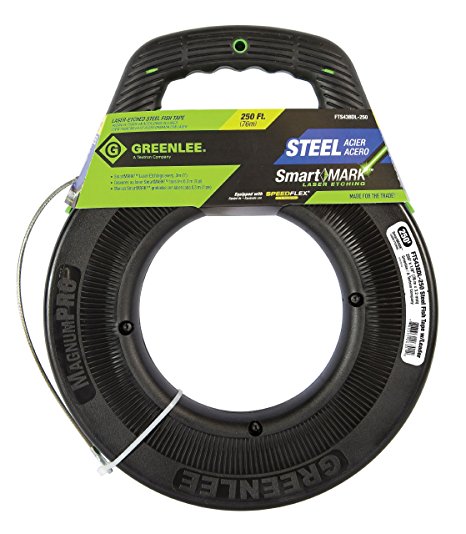 Greenlee FTS438DL-250 SmartMARK Laser Etched Steel Fish Tape with SpeedFlex Leader, 250-Feet