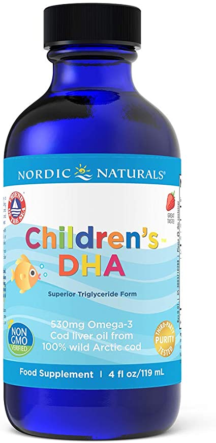 Nordic Naturals Children's DHA Liquid - Supports Brain and Visual Function, Strawberry Flavour, 4 Ounces