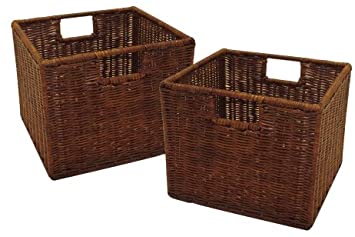 Antique Walnut Wire Rattan Baskets 2-pk. - Small