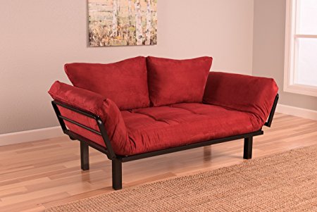 Best Futon Lounger Sit Lounge Sleep Smaller Size Furniture is Perfect for College Dorm Bedroom Studio Apartment Guest Room Covered Patio Porch . KEY KITTY Key Chain INCLUDED (RED)
