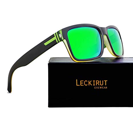 Leckirut Dazzle Color Unisex Polarized Sunglasses Retro Designer Mirror Sun Glasses for Party Travelling Outdoor