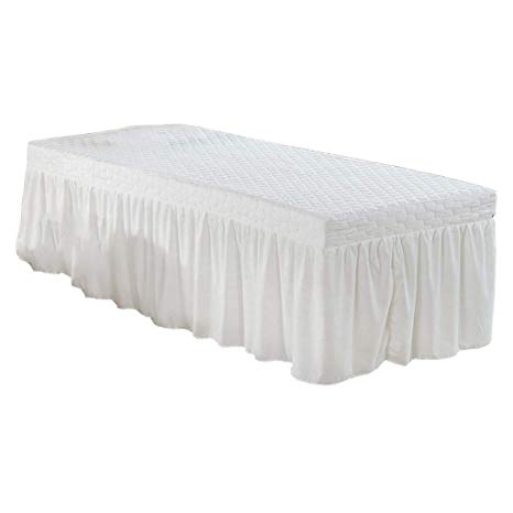 B Blesiya Beauty Bed Valance Sheet with Drop Skirt Massage Table Skirt Fit Standard Face Bed Size - White