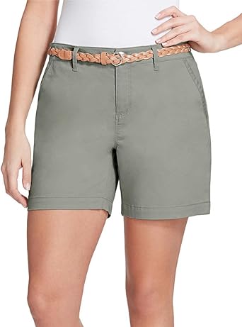 Gloria Vanderbilt Womens Nimah Belted Summer Garden Shorts