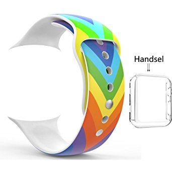 42mm Watch Band, Acytime Durable Soft Silicone Replacement iWatch Band Sport Style Wrist Strap for Apple Watch Band Series 2 / 1, Sport, Edition 42mm (42mm-Rainbow)
