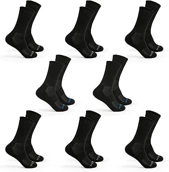 Fruit of the Loom Crew Socks for Men - 8 Pairs, Arch Compression, Moisture Wicking, Cushioned, Athletic Mens Socks Size 6-12