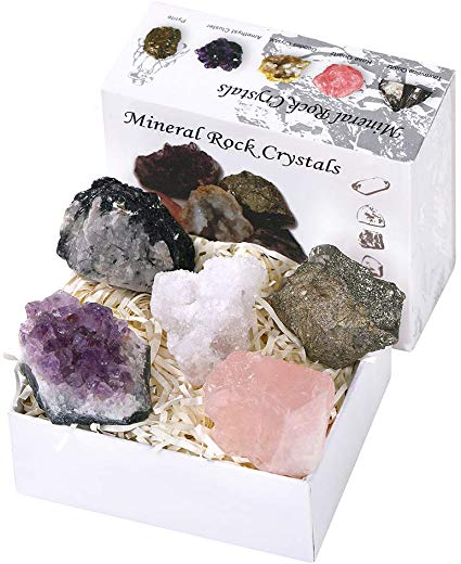 CXD-GEM Mineral Rock Crystals Gift Box Gemstone Healing Energy Stone Collection - Irregular Shape Stone Specimen(Set D)
