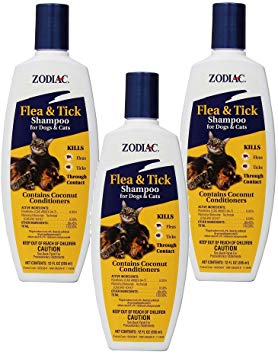Zodiac (3 Pack) Flea & Tick Shampoo for Dogs & Cats, 12-Ounce