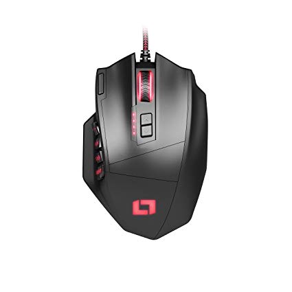 Lioncast LM30 Gaming Mouse with 16,400 dpi, 19 Buttons, Laser Sensor & Customizable Weight System