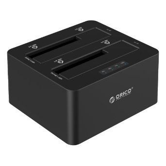 ORICO Dual Bay SATA to USB30 External Hard Drive Docking Station for 25 and 35 HDD SSD with DuplicatorClone Function 2 x 6TB Support-Black
