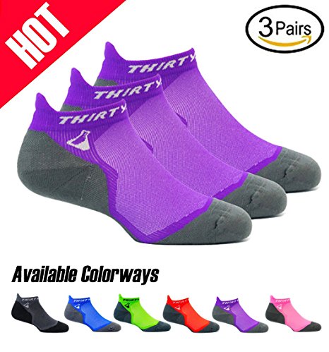 Thirty 48 Ultralight Athletic Running Socks for Men and Women with Seamless Toe, Moisture Wicking, Cushion Padding