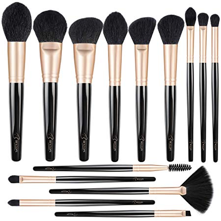 BESTOPE Makeup Brushes, Black Gold Luxury Series Professional Premium Synthetic Cosmetic Brushes Set Kit for Blending Foundation Powder Blush Concealer Highlighter Eyeshadows(14 PCs)