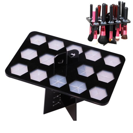 14 Large Makeup Brush Organizer Holder Collapsible Air Drying Organizing Tower Tree Rack Cosmetic Tool Black