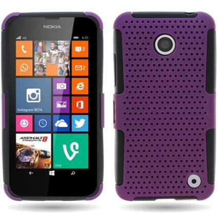 CoverON Hybrid Dual Layer Mesh Case for Nokia Lumia 635 - Purple Hard Plastic  Black Soft Silicone