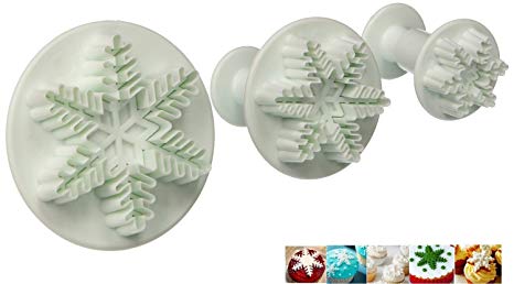 ELINKA Fondant Cake Cutter Mold Decorating Plunger Sugarcraft Snowflake Cutters Tools Set of 3
