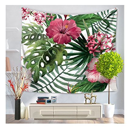 HOMTOD Palm And Floral Wall Tapestry Wall Art Home Decor Hanging Tapestry 59x51-inch