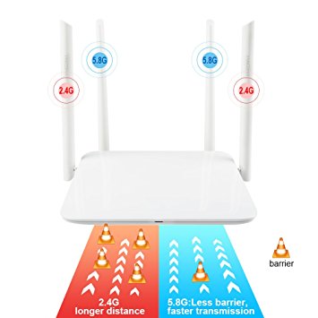 Befen High Speed AC1200Mbps Wireless Wi-Fi Router Dual Band 5GHZ/2.4GHZ Long Range WIFI Router With 5Dbi External Antennas,Easy Setup,More security