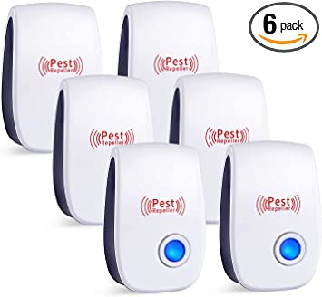 Ultrasonic Pest Repeller 6 Packs,Electronic Plug in Sonic Repellent pest Control for Insects Roaches Ant Mice Bugs Mouse Rodents Mosquitoes Spiders