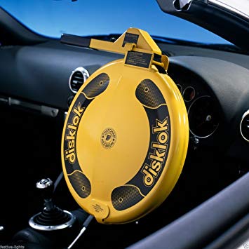 Disklok Yellow Steering Wheel Full Cover Security Lock Thatcham Approved (Small, 35cm - 39cm)