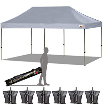 ABCCANOPY 23 Colors 10x20 Straight Leg Pop-up Canopy Commercial Grade Instant Canopy Black Roller Bag Bonus 6X Weight Bag (Gray)