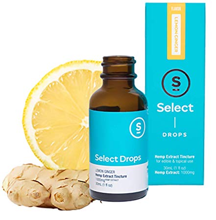 Select Drops - 1000mg Hemp Extract - 30ml (1 Fl Oz) - Revive Lemon Ginger - Tumeric, 1 Fluid Ounce