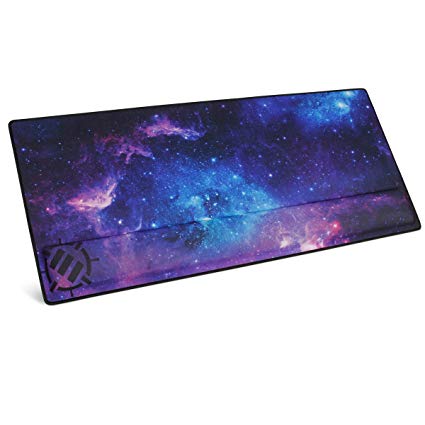 ENHANCE XXL Large Extended Gaming Mouse Pad with Ergonomic Memory Foam Wrist Rest Support (31.5 x 13.78 x 1 inches) - Anti-Fray Stitching & Soft Cushion Mat Surface (Galaxy)