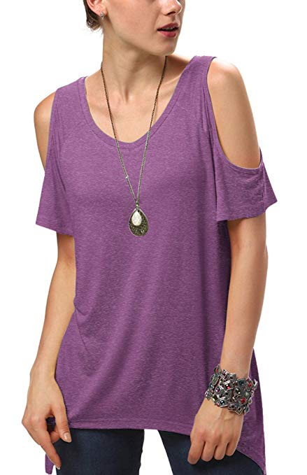 Women's Vogue Shoulder Off Wide Hem Design Top Shirt