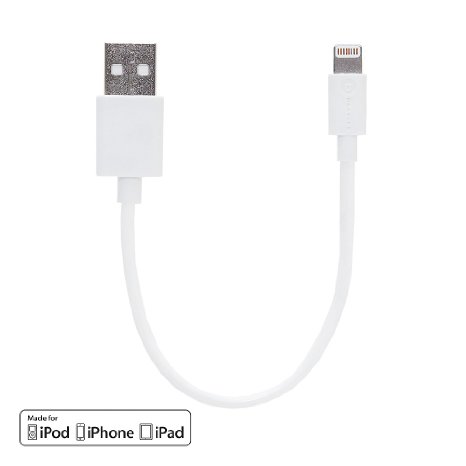 dCables MFi Certified Short USB Cable for iPhone 6, iPhone 6 Plus, iPhone 5, iPhone 5c, iPhone 5s, iPad 4, iPad Air, iPad Mini, iPod Touch 5, iPod Nano 7 - Charger Cable for Apple Lightning - White