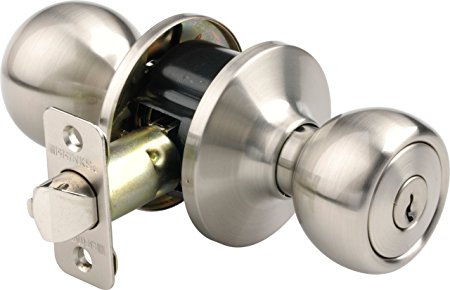 Brinks 2107-119 Ball Style Keyed Entry Door Knob, Satin Nickel