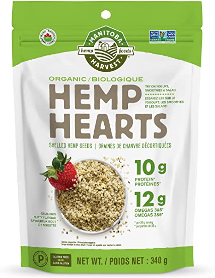 Manitoba Harvest Organic Hemp Hearts Shelled Hemp Seeds, 340g; 10g Plant-Based Protein & 12g Omegas per Serving, Whole 30 Approved, Vegan, Keto, Paleo, Non-GMO, Gluten Free