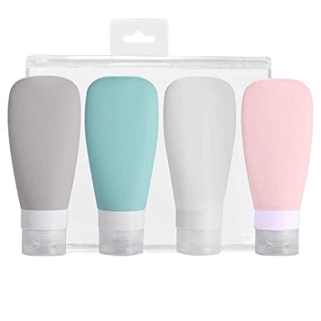 Silicone Travel Bottles, Vonpri Leak Proof Squeezable Refillable Travel Accessories Toiletries Containers Travel Size Cosmetic Tube for Shampoo Lotion Soap Liquids (4pack   PVC bag)