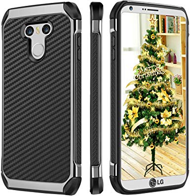 BENTOBEN LG G6 Case, LG G6 Plus Case, Slim Dual Layer Hybrid Hard PC Soft TPU Bumper Cover with Carbon Fiber Texture Shockproof Anti-Slip Full Protective Case for LG G6-Black