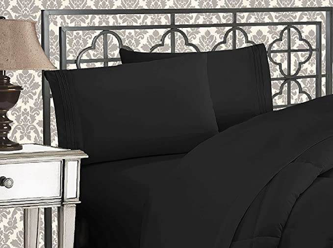 Elegant Comfort 1500 Thread Count Wrinkle & Fade Resistant Egyptian Quality Ultra Soft Luxurious 2-Piece Pillowcases, King Size, Black