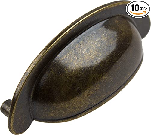 GlideRite Hardware 87600-AB-10 2.5 inch Cc Small Antique Brass Cabinet Cup Bin Pulls 10 Pack