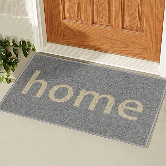 Ottomanson Doormat Collection Rectangular Home Doormat, 20" X 30", Grey & Beige