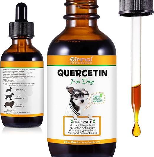 Quercetin for Dogs (2.02 Oz), Quercetin with Vitamin C Supplements Supports Dogs Allergy Relief, Quercetin Help Balanced Improve Immune Support for Dogs, Quercetin for Dogs Allergies, Bacon Flavor
