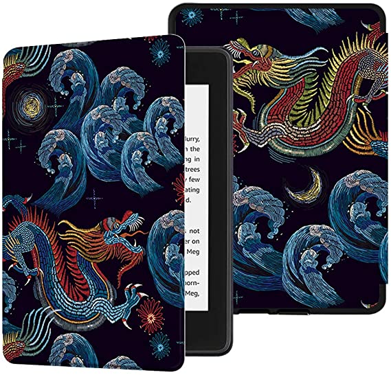 Huasiru Painting Case for All-new Kindle Paperwhite (10th Gen - 2018 Release only—Will Not fit Prior Gen Kindle Devices), Black Dragon