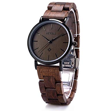 BEWELL Wooden Watches for Men/Women Slim Analog Quartz Minimalist Couple Wrist Watch W163A